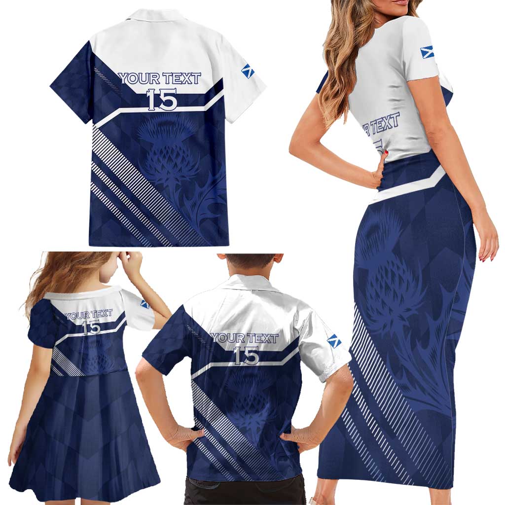 Scotland Rugby Custom Family Matching Short Sleeve Bodycon Dress and Hawaiian Shirt Come On Thistle - Wonder Print Shop