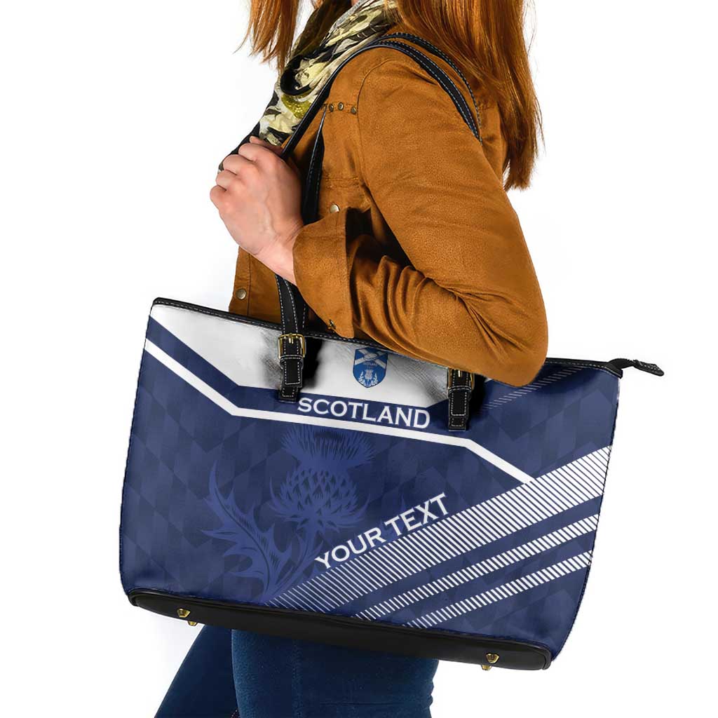Scotland Rugby Custom Leather Tote Bag Come On Thistle - Wonder Print Shop