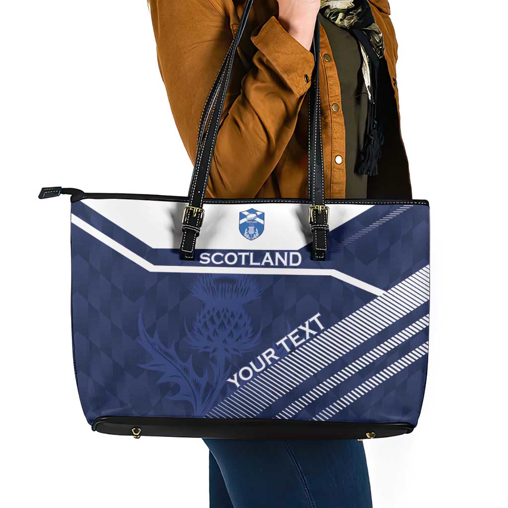 Scotland Rugby Custom Leather Tote Bag Come On Thistle - Wonder Print Shop