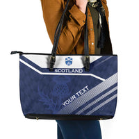 Scotland Rugby Custom Leather Tote Bag Come On Thistle - Wonder Print Shop