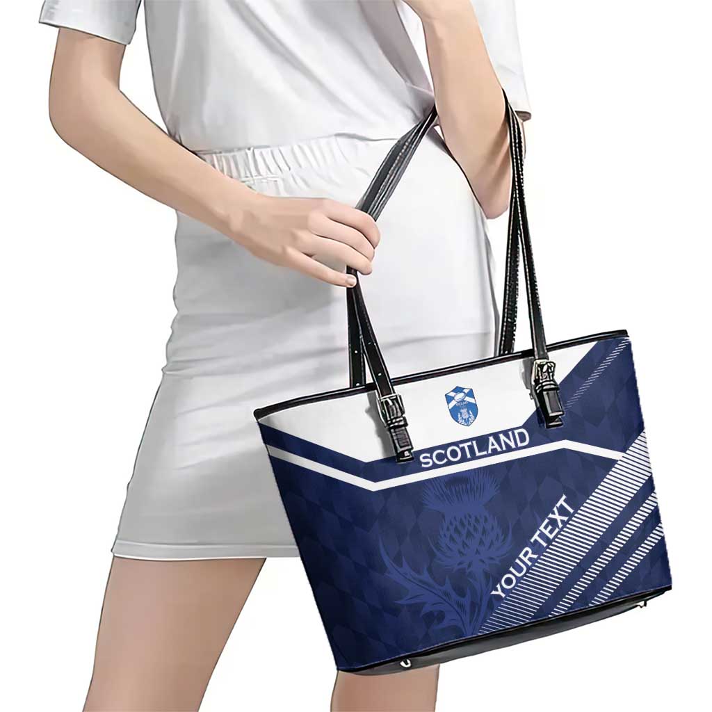 Scotland Rugby Custom Leather Tote Bag Come On Thistle - Wonder Print Shop
