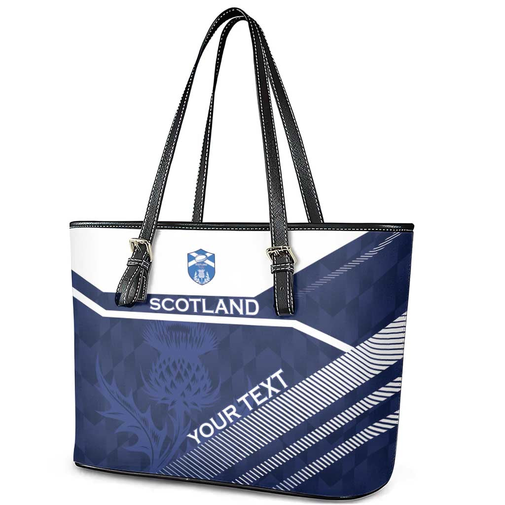 Scotland Rugby Custom Leather Tote Bag Come On Thistle - Wonder Print Shop