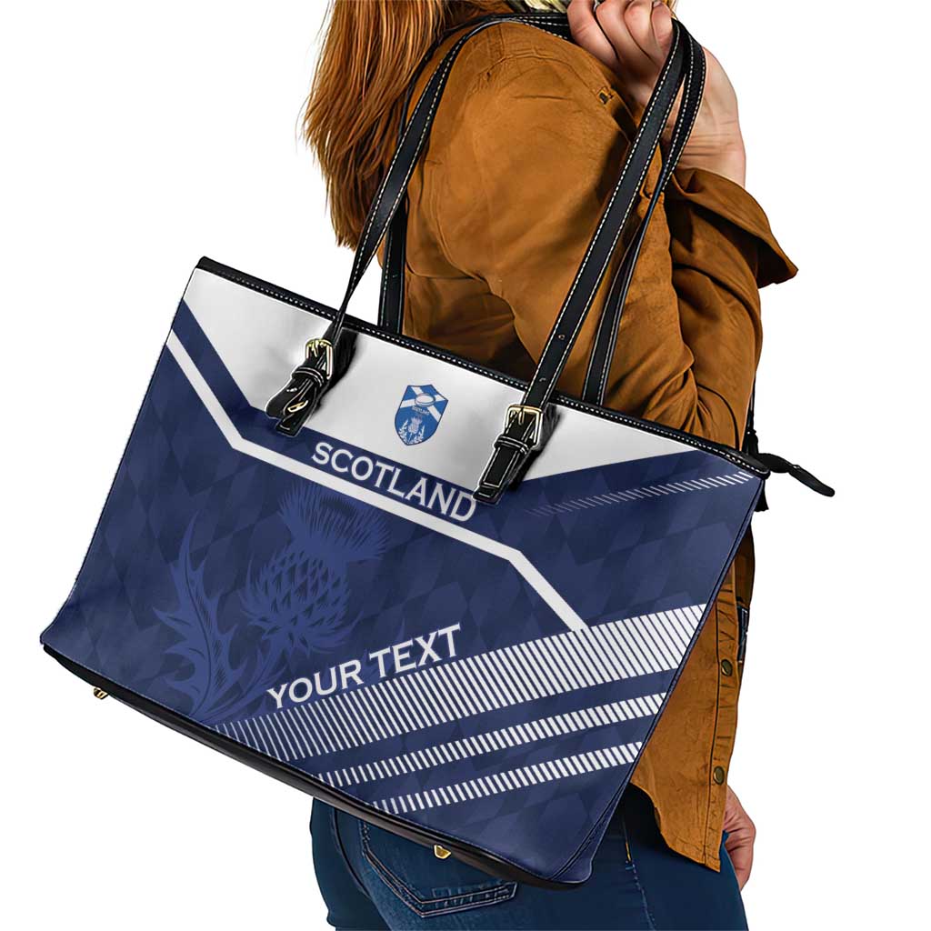 Scotland Rugby Custom Leather Tote Bag Come On Thistle - Wonder Print Shop