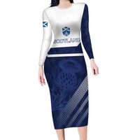 Scotland Rugby Custom Long Sleeve Bodycon Dress Come On Thistle - Wonder Print Shop