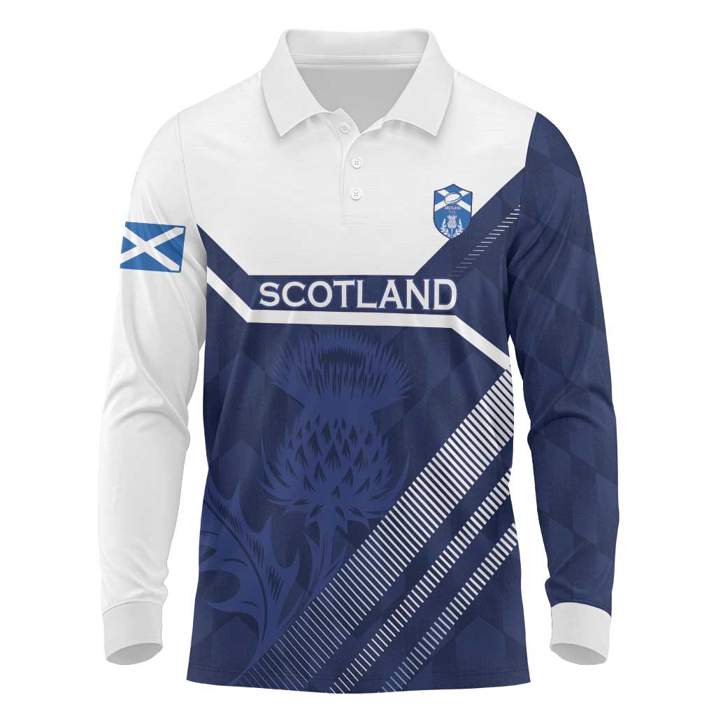 Scotland Rugby Custom Long Sleeve Polo Shirt Come On Thistle - Wonder Print Shop