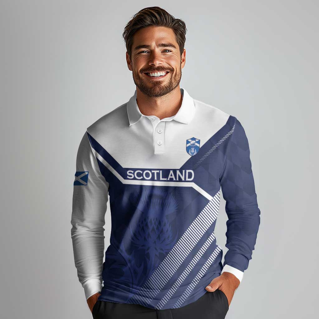Scotland Rugby Custom Long Sleeve Polo Shirt Come On Thistle - Wonder Print Shop