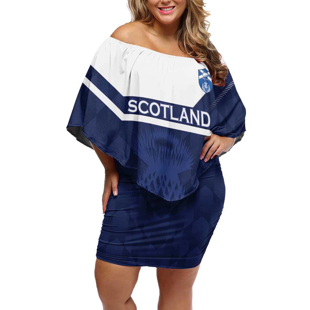 Scotland Rugby Custom Off Shoulder Short Dress Come On Thistle - Wonder Print Shop
