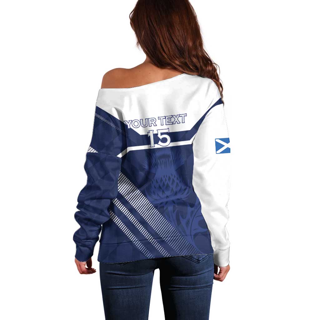 Scotland Rugby Custom Off Shoulder Sweater Come On Thistle - Wonder Print Shop