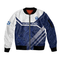Scotland Rugby Custom Sleeve Zip Bomber Jacket Come On Thistle - Wonder Print Shop