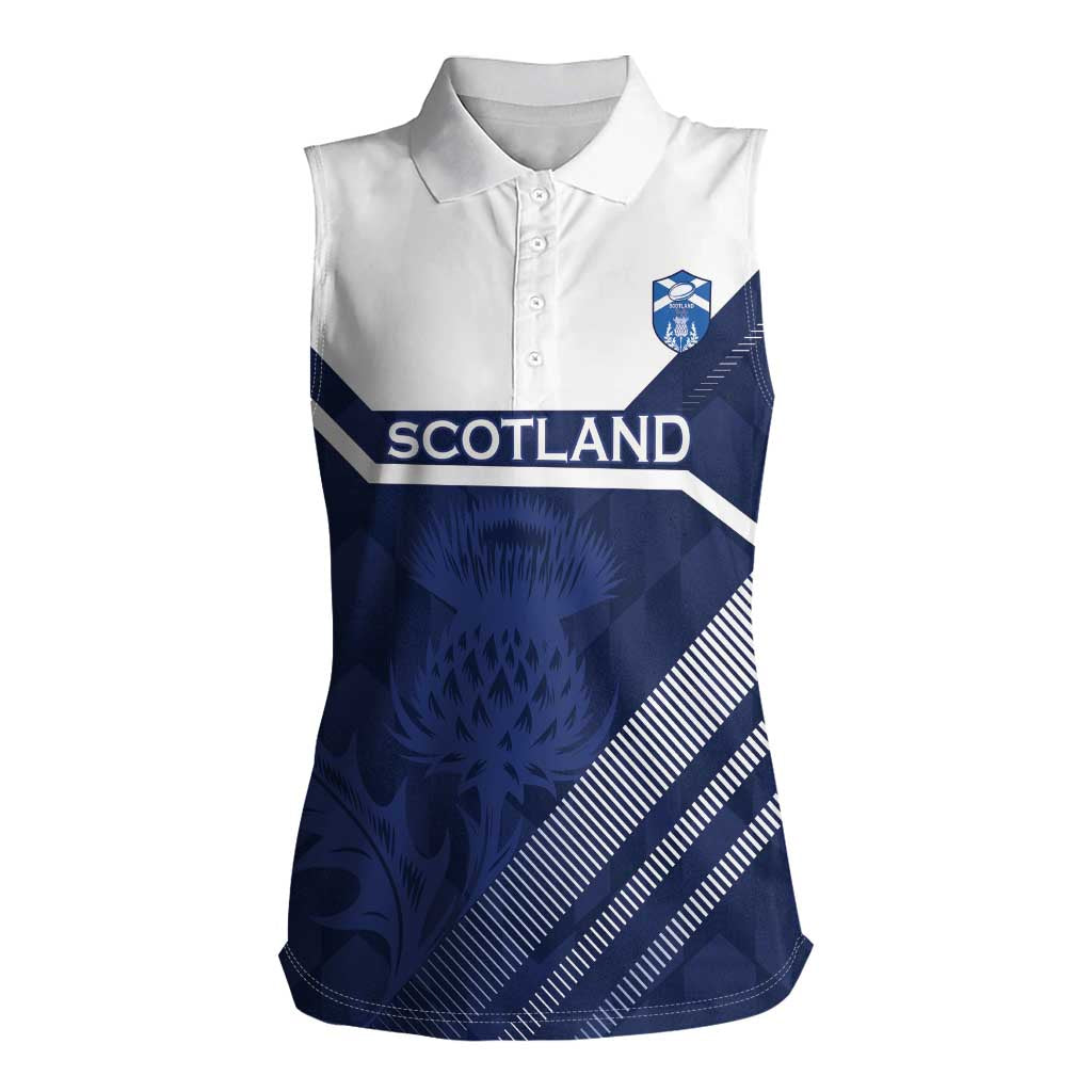 Scotland Rugby Custom Women Sleeveless Polo Shirt Come On Thistle - Wonder Print Shop