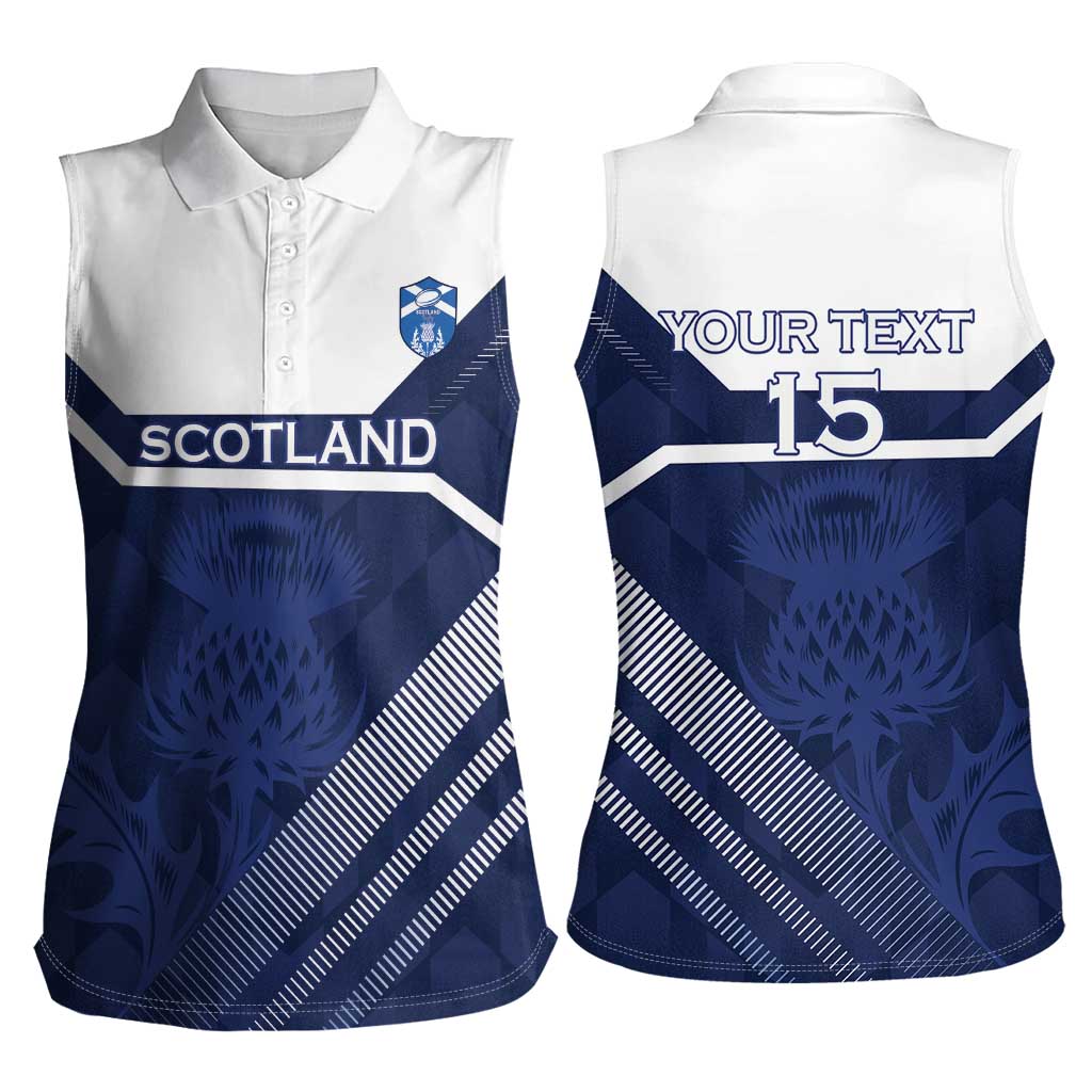 Scotland Rugby Custom Women Sleeveless Polo Shirt Come On Thistle - Wonder Print Shop