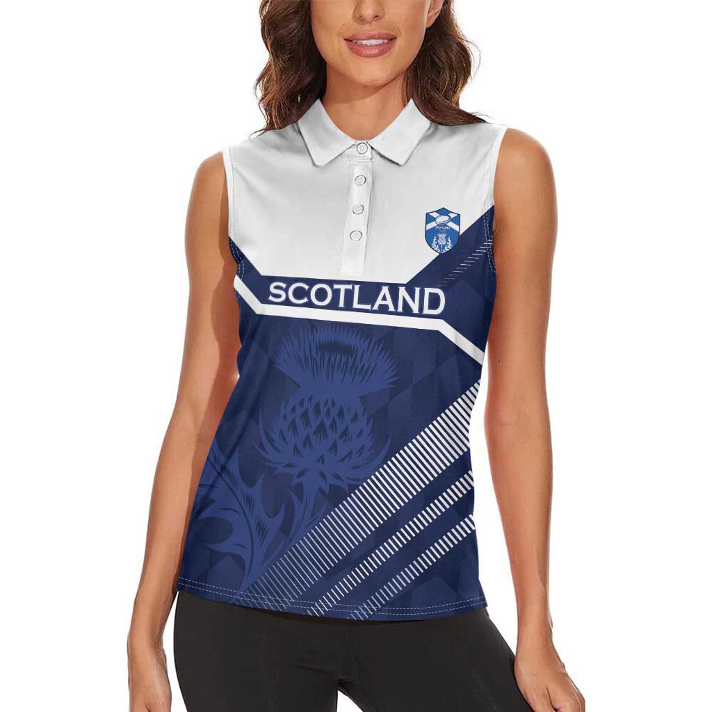 Scotland Rugby Custom Women Sleeveless Polo Shirt Come On Thistle - Wonder Print Shop