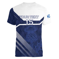 Scotland Rugby Custom Women V-Neck T-Shirt Come On Thistle - Wonder Print Shop
