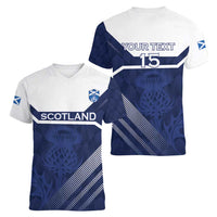 Scotland Rugby Custom Women V-Neck T-Shirt Come On Thistle - Wonder Print Shop