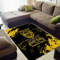 Personalized Bison Buffalo Soldiers Area Rug American Heroes - Black Grunge Style - Wonder Print Shop