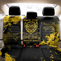 Personalized Bison Buffalo Soldiers Back Car Seat Cover American Heroes - Black Grunge Style - Wonder Print Shop