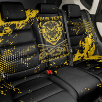 Personalized Bison Buffalo Soldiers Back Car Seat Cover American Heroes - Black Grunge Style - Wonder Print Shop