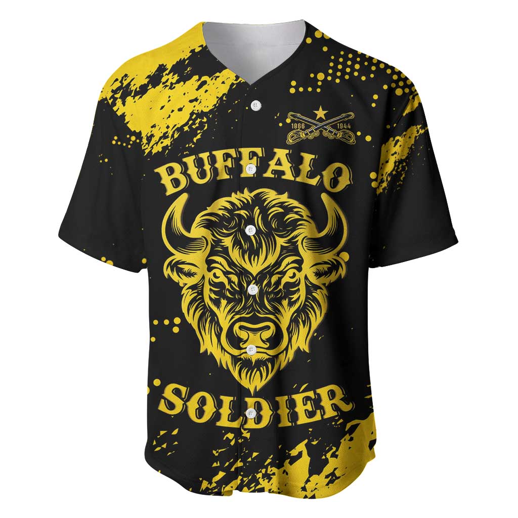 Personalized Bison Buffalo Soldiers Baseball Jersey American Heroes - Black Grunge Style - Wonder Print Shop
