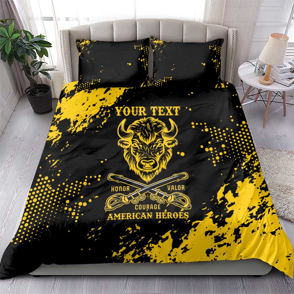 Personalized Bison Buffalo Soldiers Bedding Set American Heroes - Black Grunge Style - Wonder Print Shop