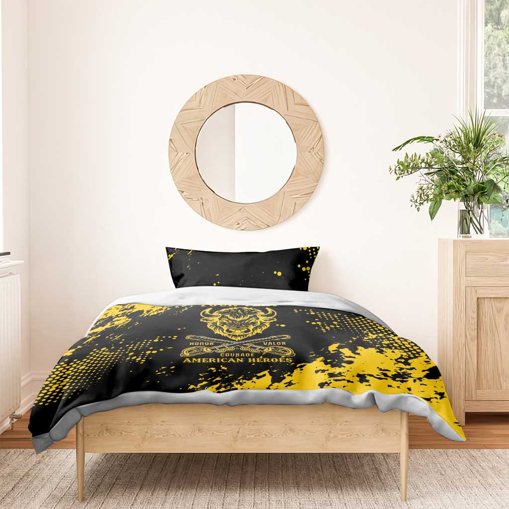 Personalized Bison Buffalo Soldiers Bedding Set American Heroes - Black Grunge Style - Wonder Print Shop
