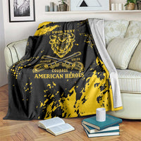 Personalized Bison Buffalo Soldiers Blanket American Heroes - Black Grunge Style - Wonder Print Shop