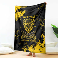 Personalized Bison Buffalo Soldiers Blanket American Heroes - Black Grunge Style - Wonder Print Shop