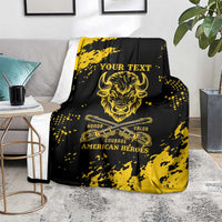Personalized Bison Buffalo Soldiers Blanket American Heroes - Black Grunge Style - Wonder Print Shop