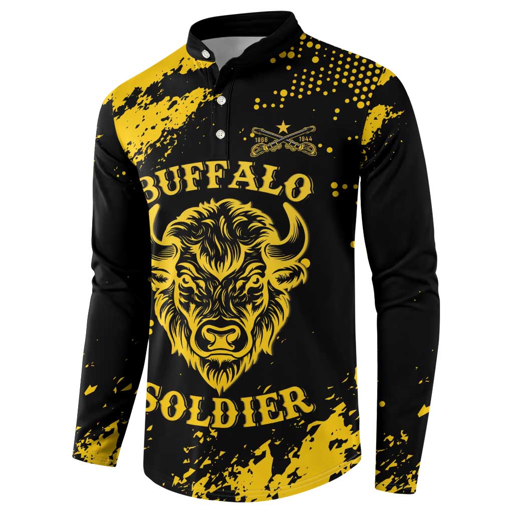 Personalized Bison Buffalo Soldiers Button Sweatshirt American Heroes - Black Grunge Style - Wonder Print Shop