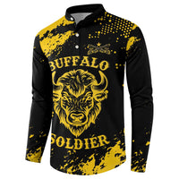 Personalized Bison Buffalo Soldiers Button Sweatshirt American Heroes - Black Grunge Style - Wonder Print Shop