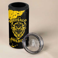 Personalized Bison Buffalo Soldiers 4 in 1 Can Cooler Tumbler American Heroes - Black Grunge Style - Wonder Print Shop