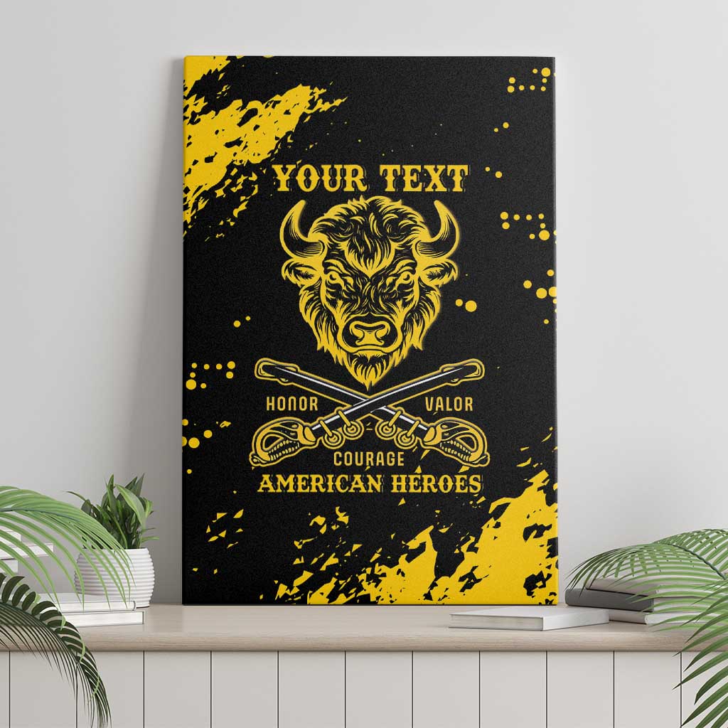 Personalized Bison Buffalo Soldiers Canvas Wall Art American Heroes - Black Grunge Style - Wonder Print Shop