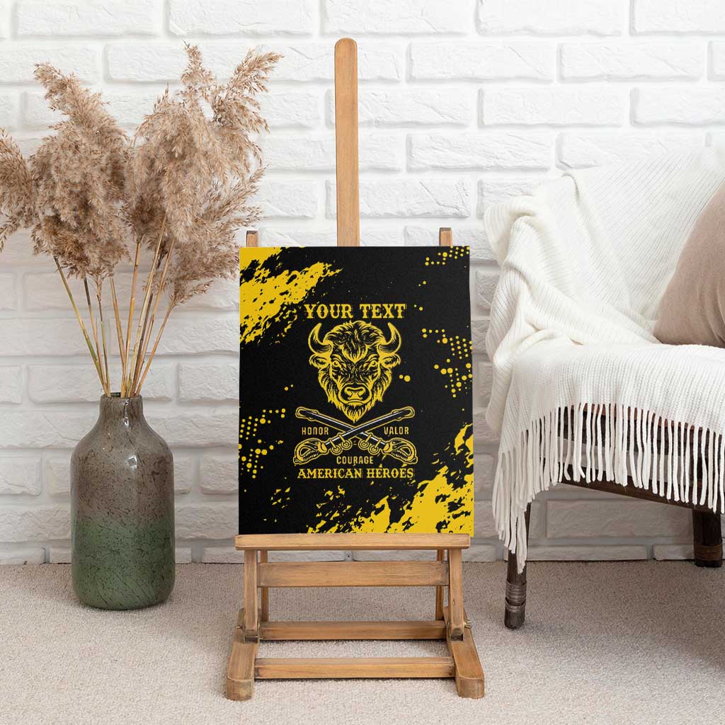 Personalized Bison Buffalo Soldiers Canvas Wall Art American Heroes - Black Grunge Style - Wonder Print Shop