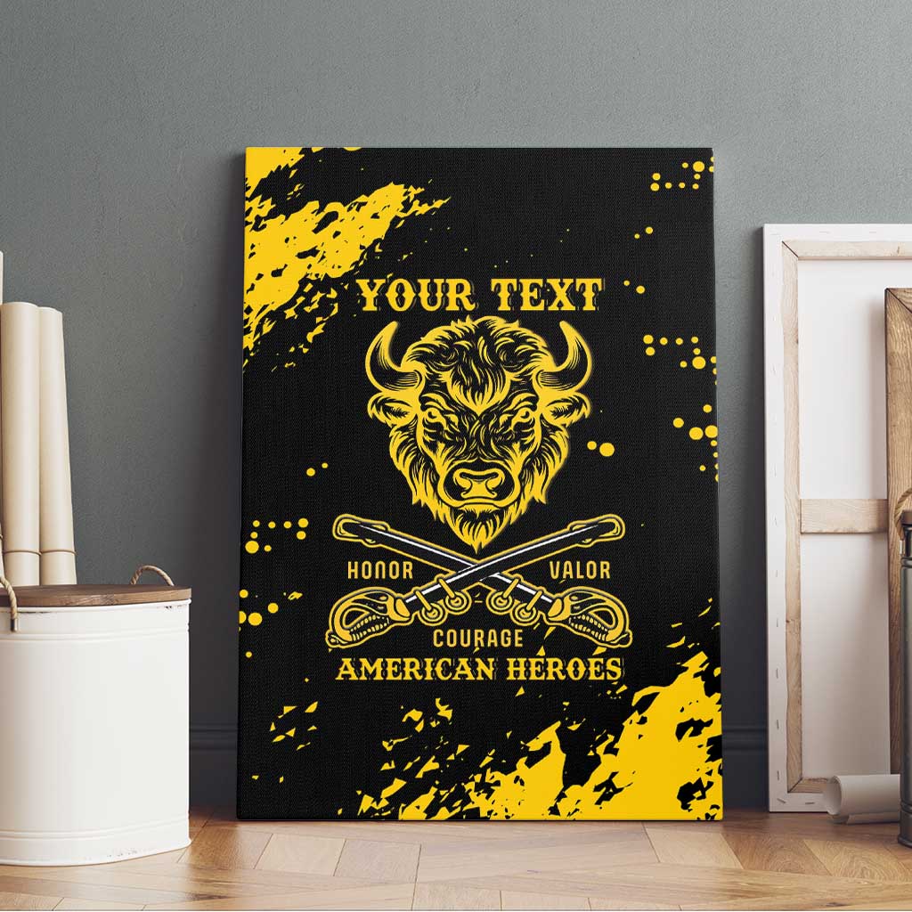 Personalized Bison Buffalo Soldiers Canvas Wall Art American Heroes - Black Grunge Style - Wonder Print Shop