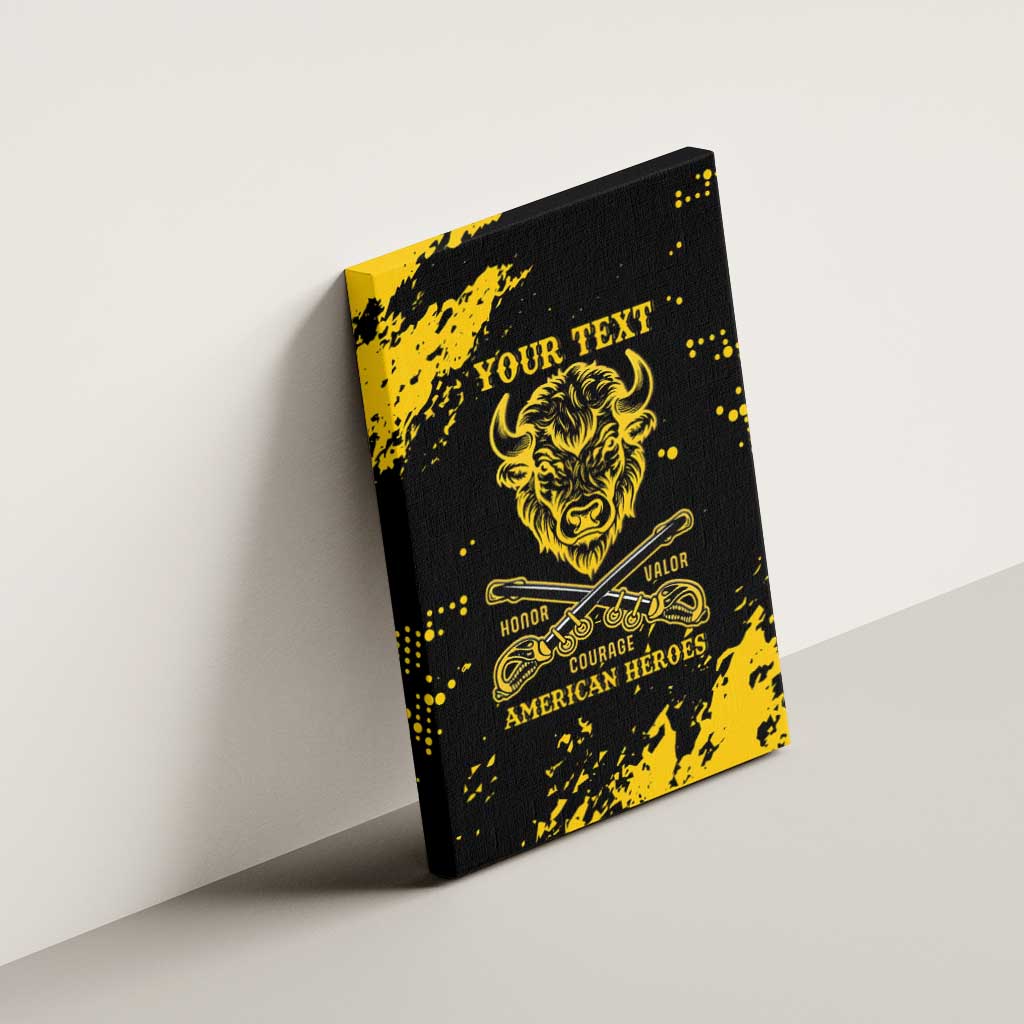 Personalized Bison Buffalo Soldiers Canvas Wall Art American Heroes - Black Grunge Style - Wonder Print Shop