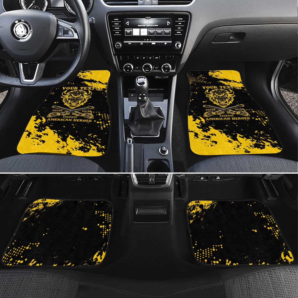 Personalized Bison Buffalo Soldiers Car Mats American Heroes - Black Grunge Style - Wonder Print Shop