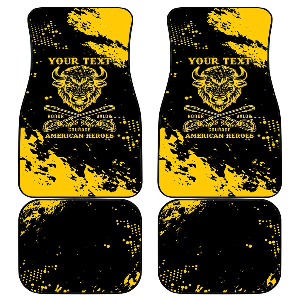 Personalized Bison Buffalo Soldiers Car Mats American Heroes - Black Grunge Style - Wonder Print Shop
