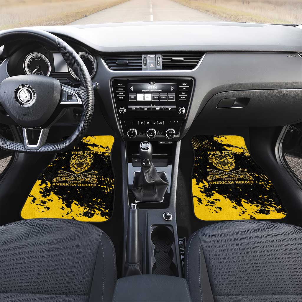 Personalized Bison Buffalo Soldiers Car Mats American Heroes - Black Grunge Style - Wonder Print Shop