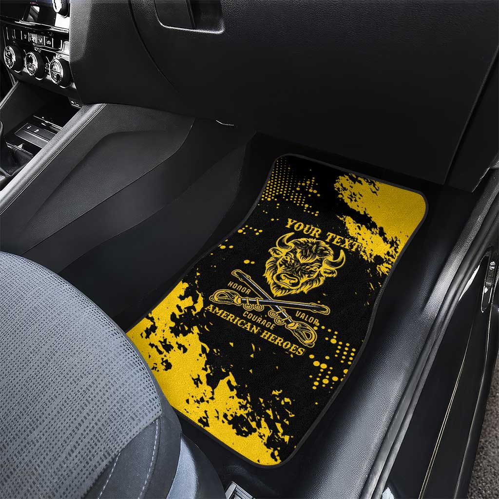 Personalized Bison Buffalo Soldiers Car Mats American Heroes - Black Grunge Style - Wonder Print Shop