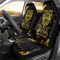 Personalized Bison Buffalo Soldiers Car Seat Cover American Heroes - Black Grunge Style - Wonder Print Shop