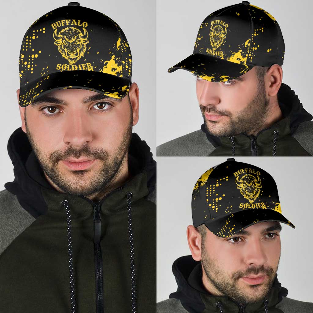 Bison Buffalo Soldiers Classic Cap American Heroes - Black Grunge Style - Wonder Print Shop