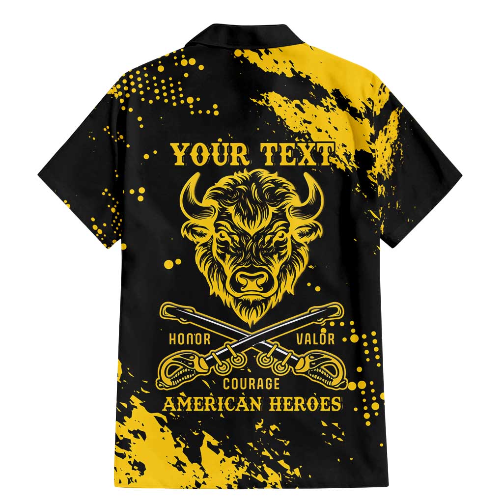 Personalized Bison Buffalo Soldiers Family Matching Mermaid Dress and Hawaiian Shirt American Heroes - Black Grunge Style - Wonder Print Shop