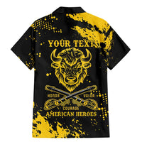 Personalized Bison Buffalo Soldiers Family Matching Mermaid Dress and Hawaiian Shirt American Heroes - Black Grunge Style - Wonder Print Shop