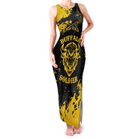 Personalized Bison Buffalo Soldiers Family Matching Tank Maxi Dress and Hawaiian Shirt American Heroes - Black Grunge Style - Wonder Print Shop