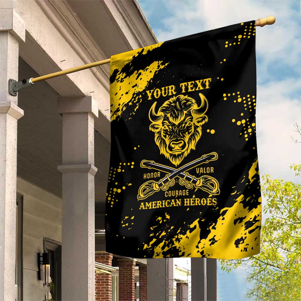 Personalized Bison Buffalo Soldiers Garden Flag American Heroes - Black Grunge Style - Wonder Print Shop