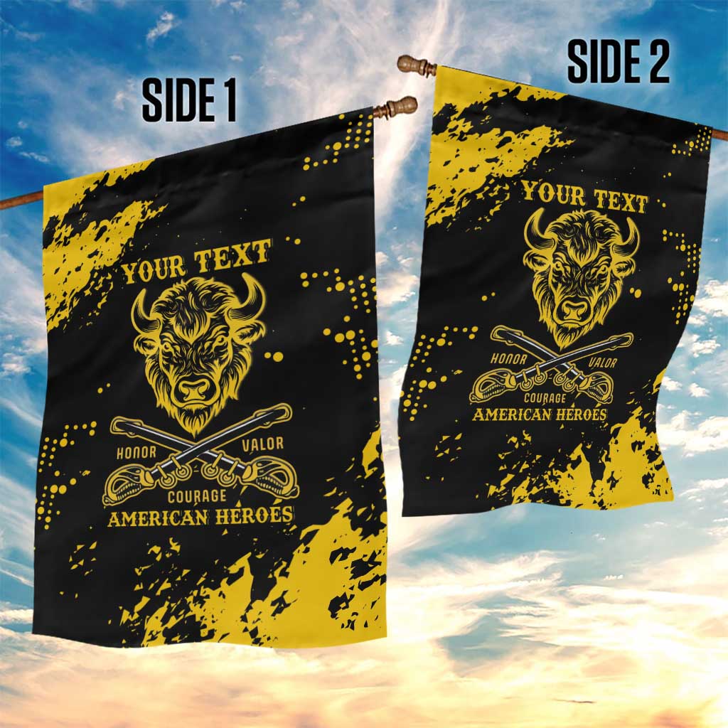 Personalized Bison Buffalo Soldiers Garden Flag American Heroes - Black Grunge Style - Wonder Print Shop
