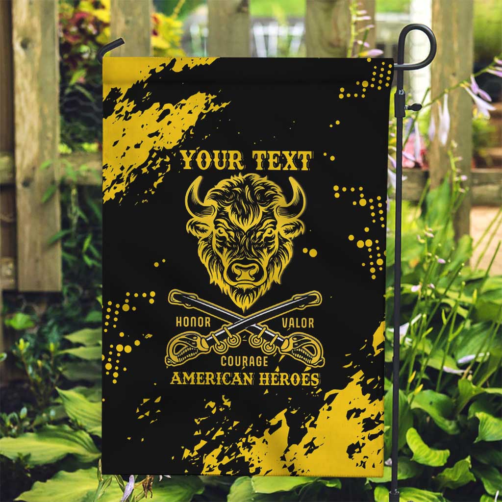 Personalized Bison Buffalo Soldiers Garden Flag American Heroes - Black Grunge Style - Wonder Print Shop