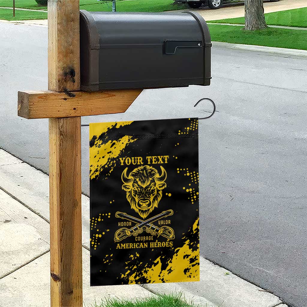 Personalized Bison Buffalo Soldiers Garden Flag American Heroes - Black Grunge Style - Wonder Print Shop