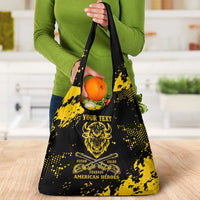 Personalized Bison Buffalo Soldiers Grocery Bag American Heroes - Black Grunge Style - Wonder Print Shop