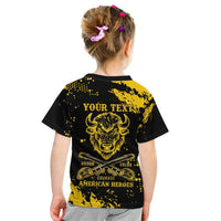 Personalized Bison Buffalo Soldiers Kid T Shirt American Heroes - Black Grunge Style - Wonder Print Shop