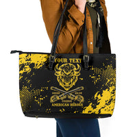 Personalized Bison Buffalo Soldiers Leather Tote Bag American Heroes - Black Grunge Style - Wonder Print Shop